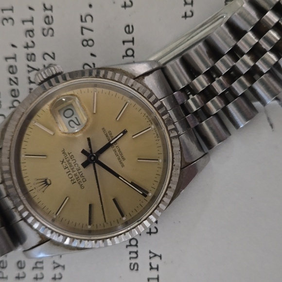 Rolex Stainless Steel w 18K White Gold Bezel 31 Jewel Watch w Receipts, Box, etc - Picture 3 of 9
